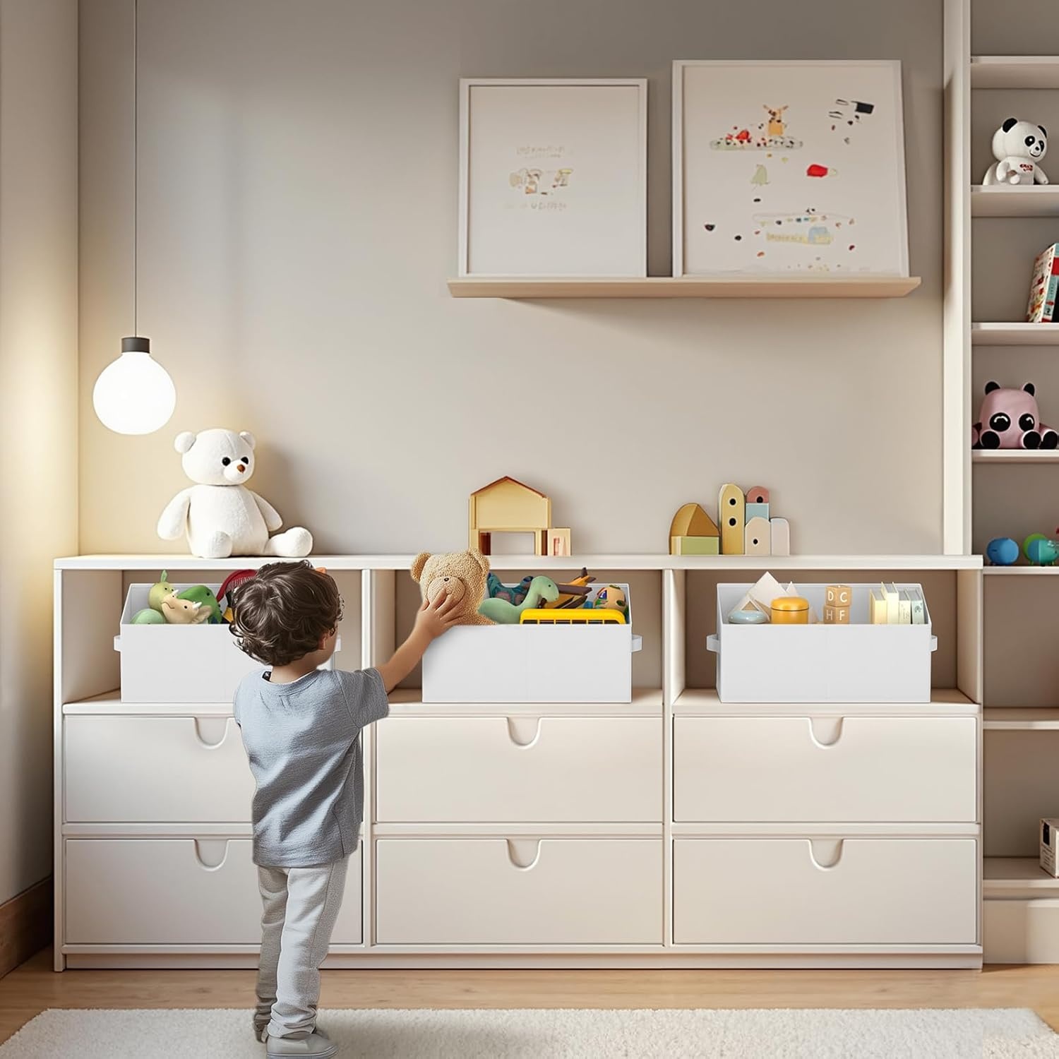 image:imageDIMJ Trapezoid Storage Bins for closet shelves Closet Organzier Bins with Handle Foldable Closet Storage Bins Basket Closet Organizers and Storage for Toys Books 6 Packs BlackWhite
