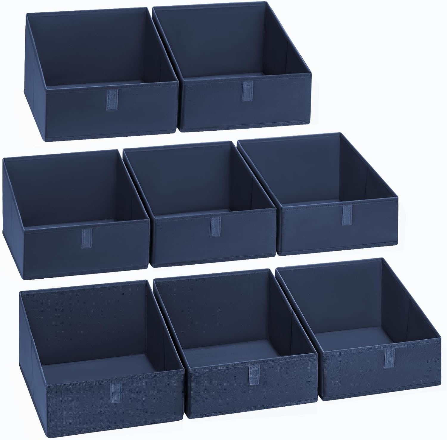 image:imageDIMJ Trapezoid Storage Bins for closet shelves Closet Organzier Bins with Handle Foldable Closet Storage Bins Basket Closet Organizers and Storage for Toys Books 6 Packs BlackNavy Blue