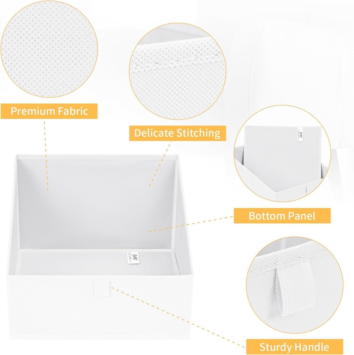 image:imageDIMJ Trapezoid Storage Bins for closet shelves Closet Organzier Bins with Handle Foldable Closet Storage Bins Basket Closet Organizers and Storage for Toys Books 6 Packs BlackWhite