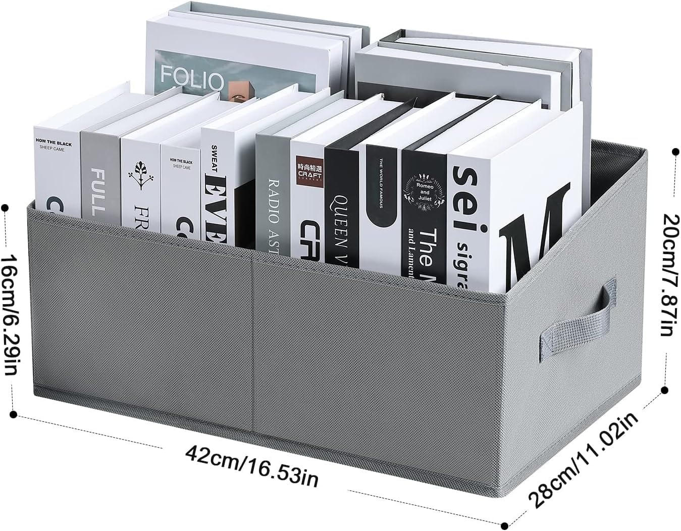 image:imageDIMJ Trapezoid Storage Bins for closet shelves Closet Organzier Bins with Handle Foldable Closet Storage Bins Basket Closet Organizers and Storage for Toys Books 6 Packs BlackGray