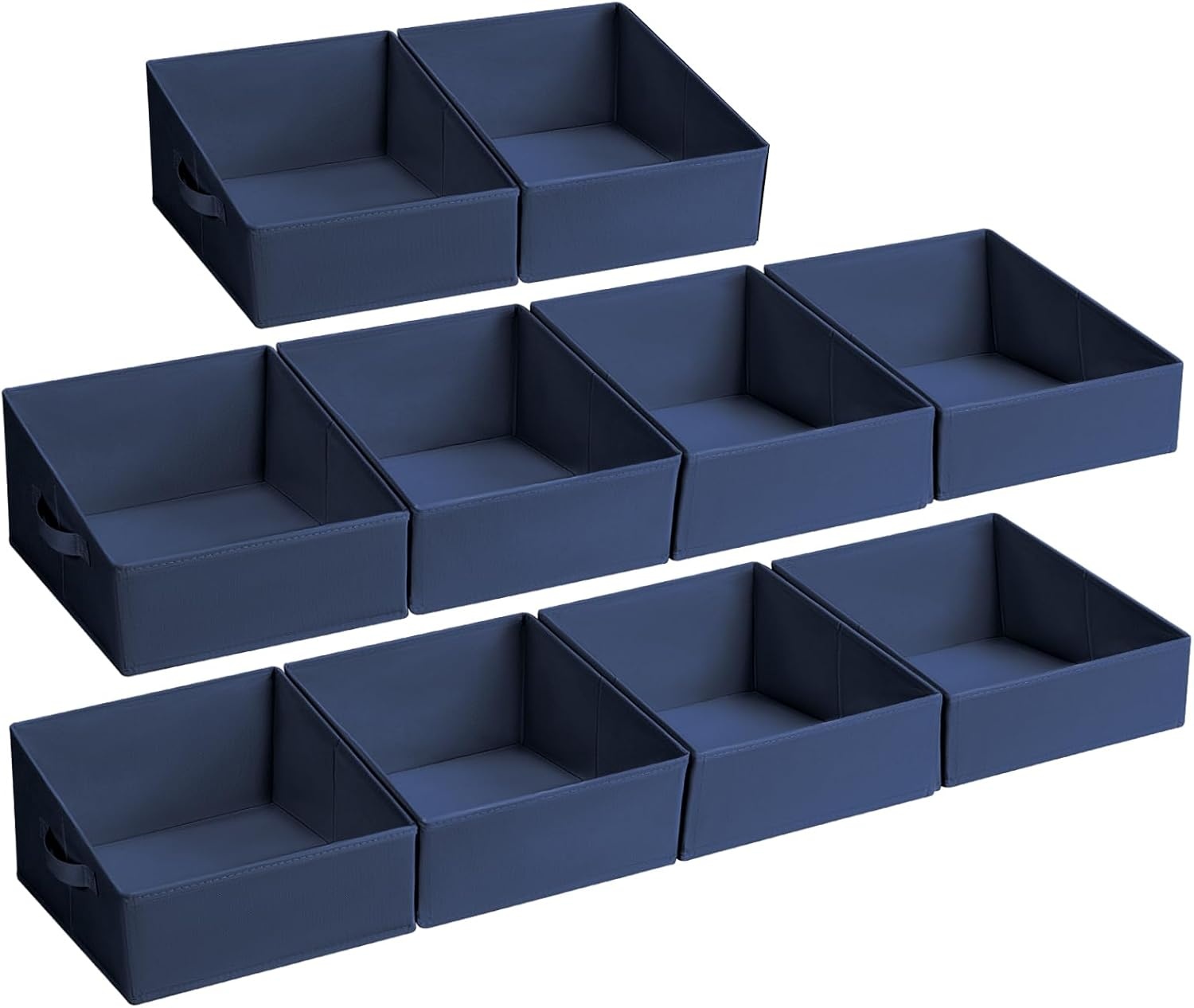 image:imageDIMJ Trapezoid Storage Bins for closet shelves Closet Organzier Bins with Handle Foldable Closet Storage Bins Basket Closet Organizers and Storage for Toys Books 6 Packs BlackNavy Blue