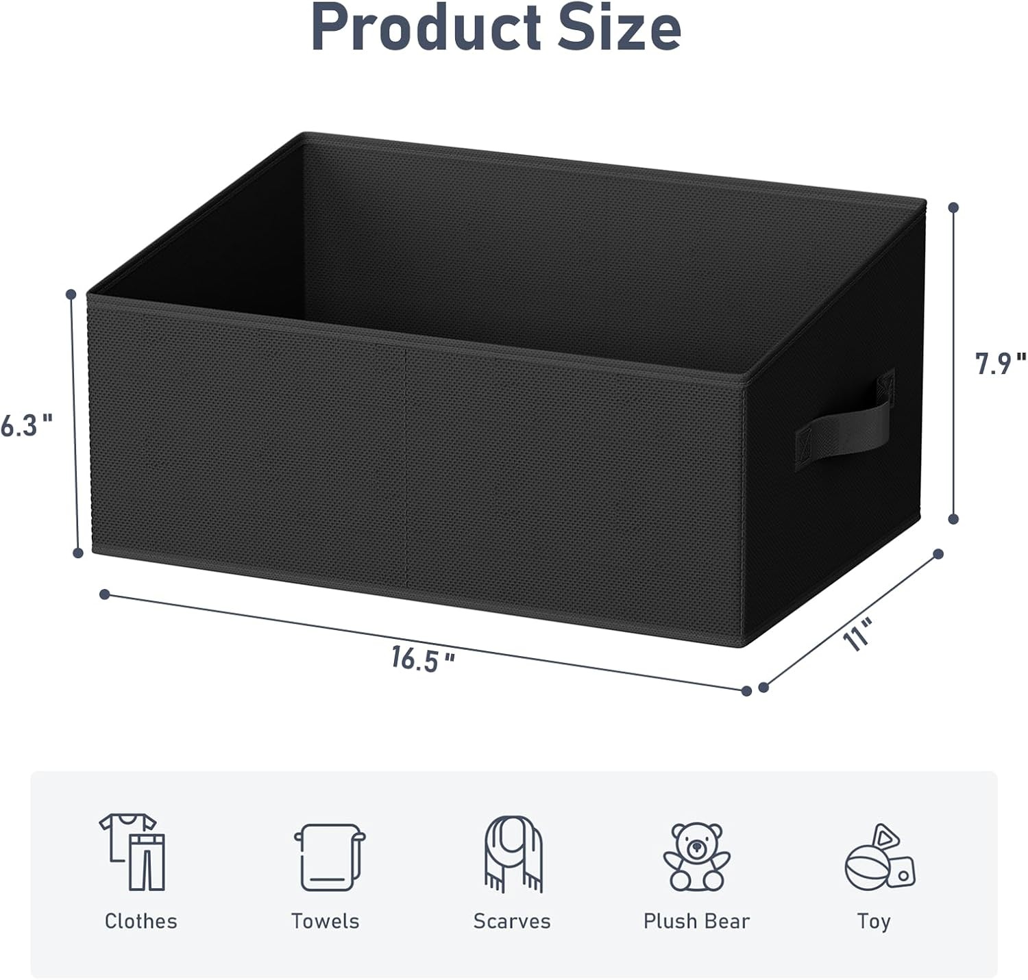 image:imageDIMJ Trapezoid Storage Bins for closet shelves Closet Organzier Bins with Handle Foldable Closet Storage Bins Basket Closet Organizers and Storage for Toys Books 6 Packs BlackBlack
