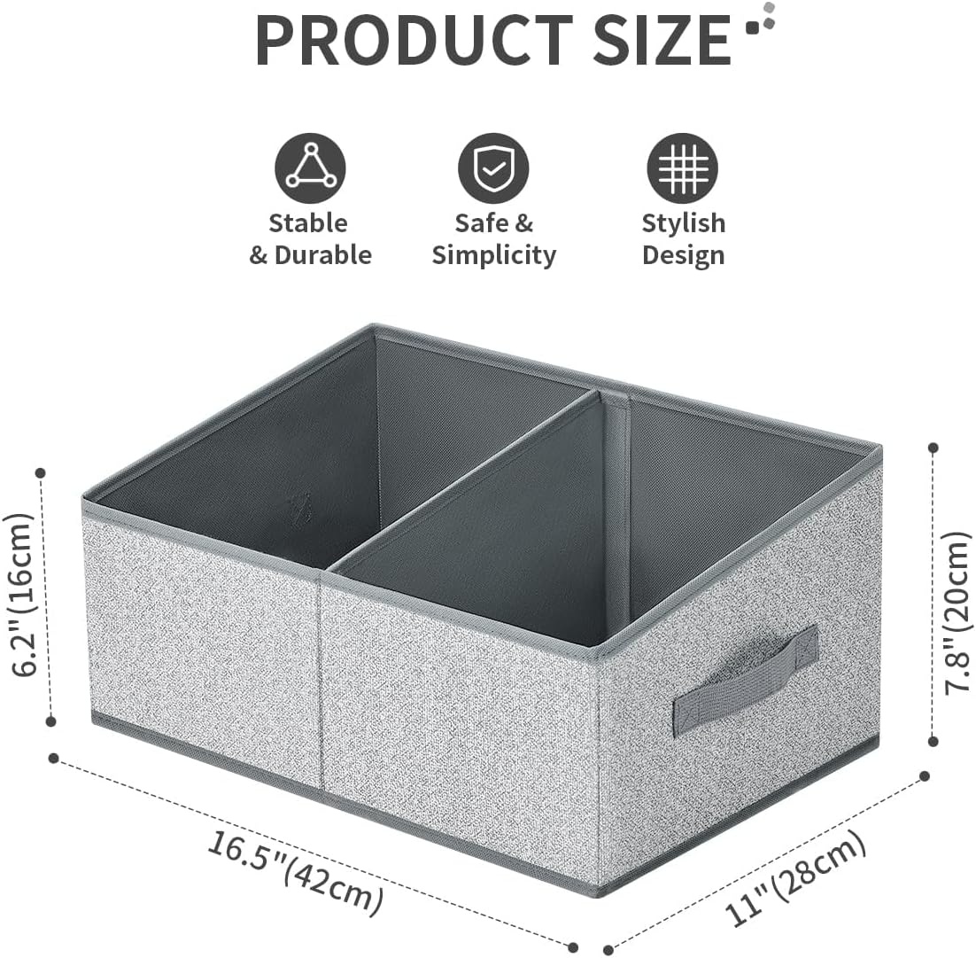 image:imageDIMJ Trapezoid Storage Bins for closet shelves Closet Organzier Bins with Handle Foldable Closet Storage Bins Basket Closet Organizers and Storage for Toys Books 6 Packs BlackSilver Gray