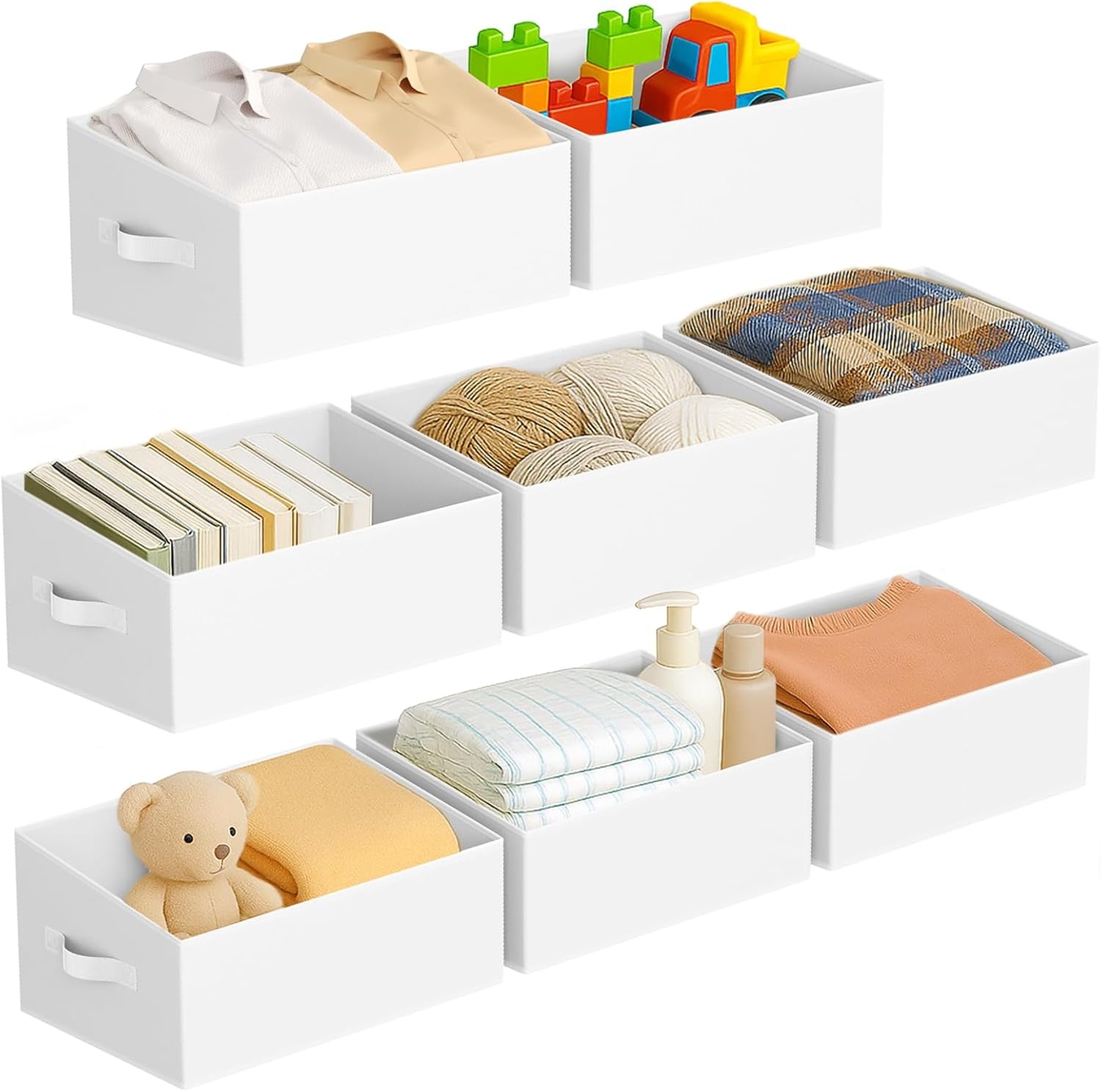 image:imageDIMJ Trapezoid Storage Bins for closet shelves Closet Organzier Bins with Handle Foldable Closet Storage Bins Basket Closet Organizers and Storage for Toys Books 6 Packs BlackWhite