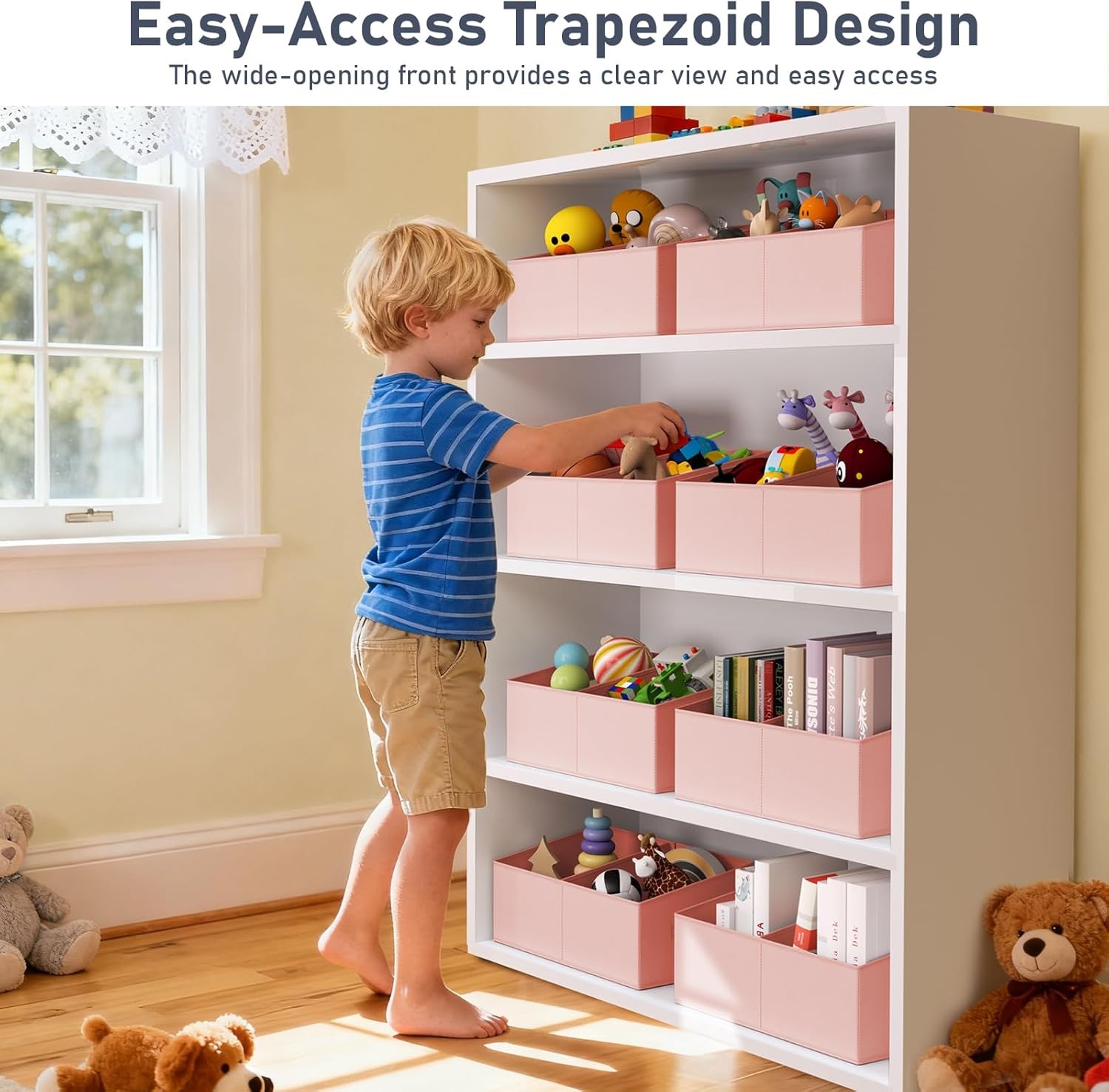 image:imageDIMJ Trapezoid Storage Bins for closet shelves Closet Organzier Bins with Handle Foldable Closet Storage Bins Basket Closet Organizers and Storage for Toys Books 6 Packs BlackPink