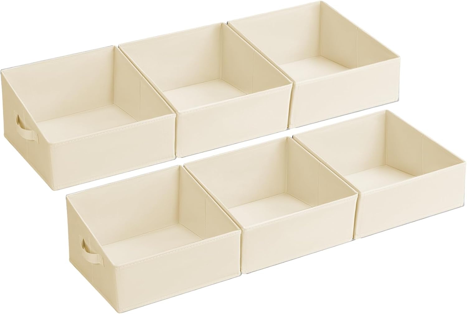 image:imageDIMJ Trapezoid Storage Bins for closet shelves Closet Organzier Bins with Handle Foldable Closet Storage Bins Basket Closet Organizers and Storage for Toys Books 6 Packs BlackBeige