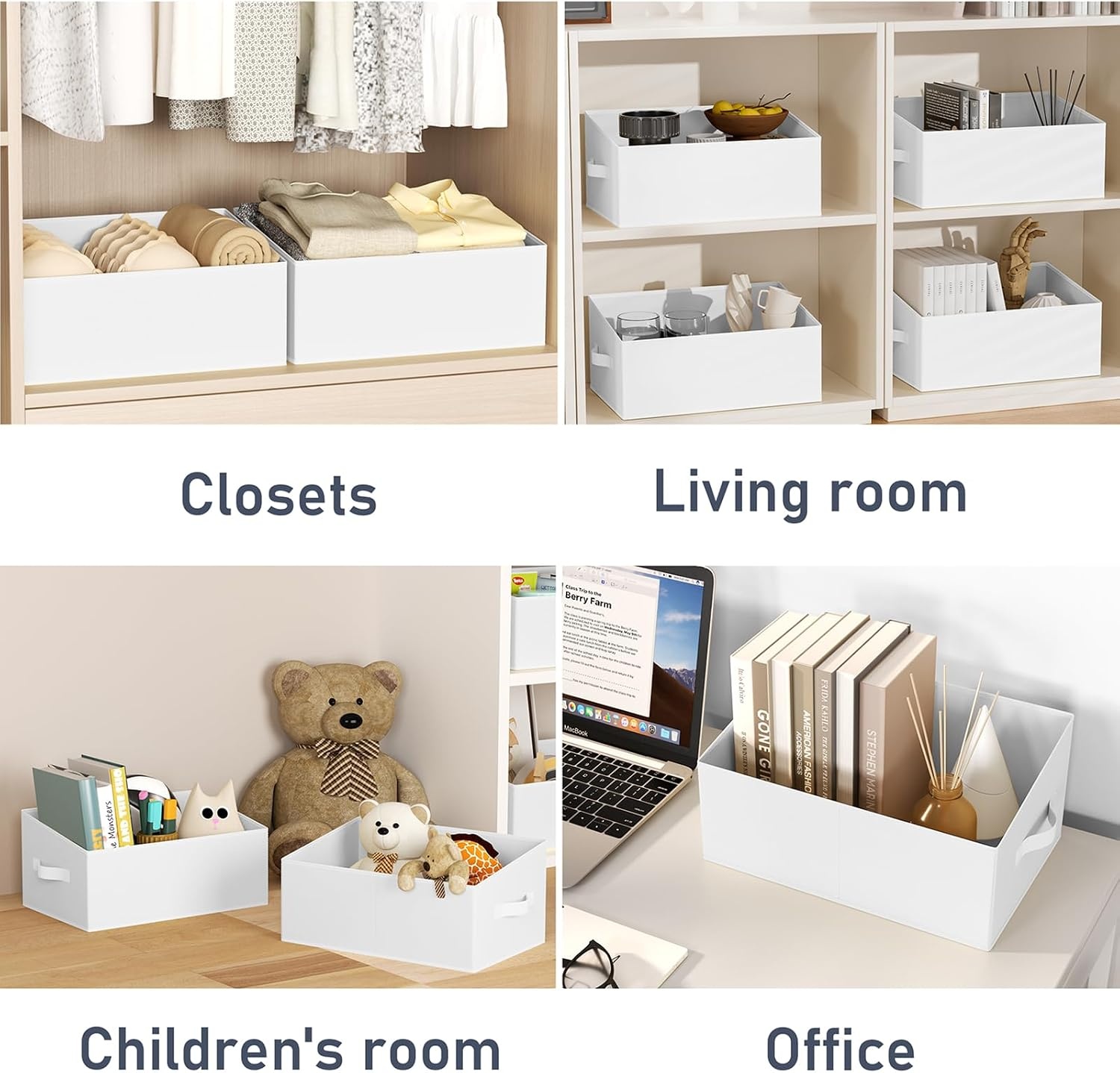 image:imageDIMJ Trapezoid Storage Bins for closet shelves Closet Organzier Bins with Handle Foldable Closet Storage Bins Basket Closet Organizers and Storage for Toys Books 6 Packs BlackWhite
