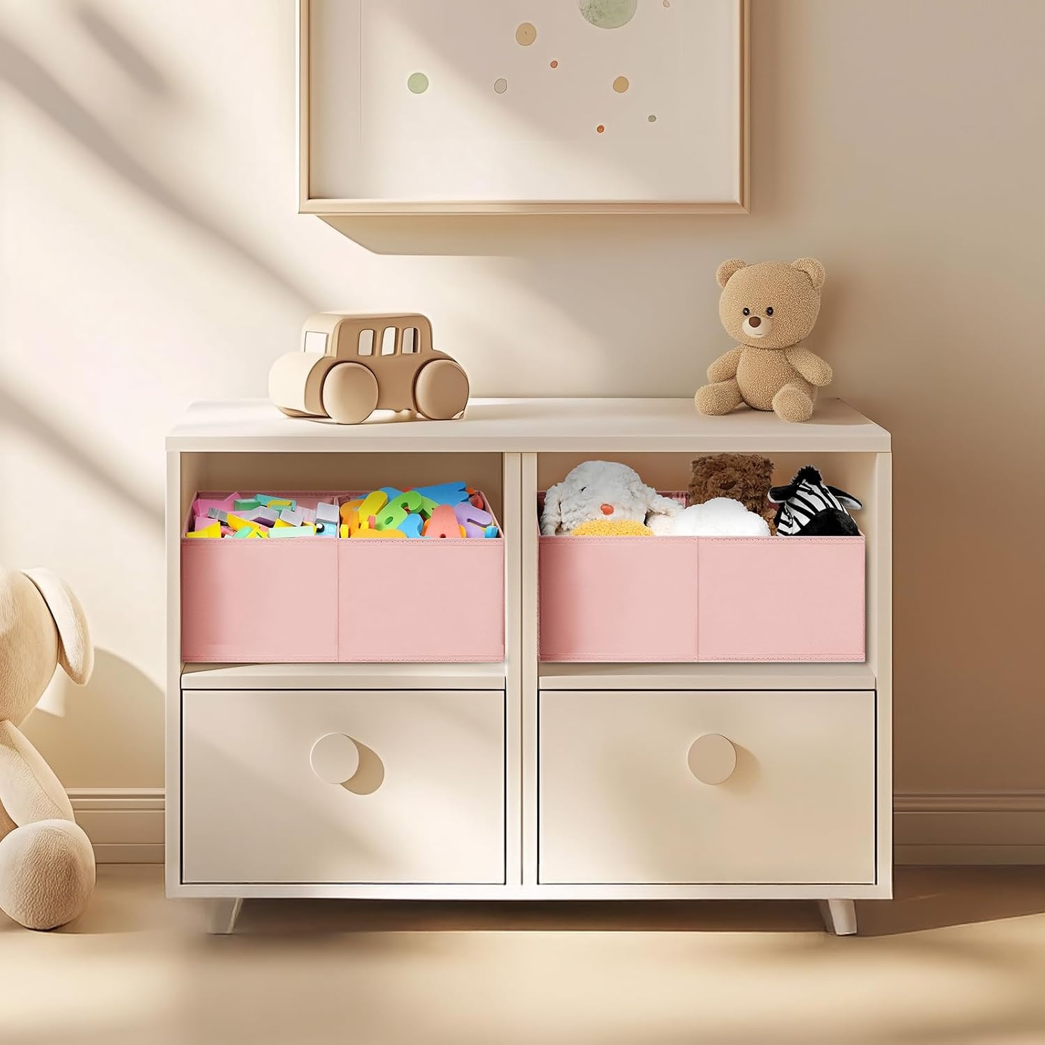 image:imageDIMJ Trapezoid Storage Bins for closet shelves Closet Organzier Bins with Handle Foldable Closet Storage Bins Basket Closet Organizers and Storage for Toys Books 6 Packs BlackPink