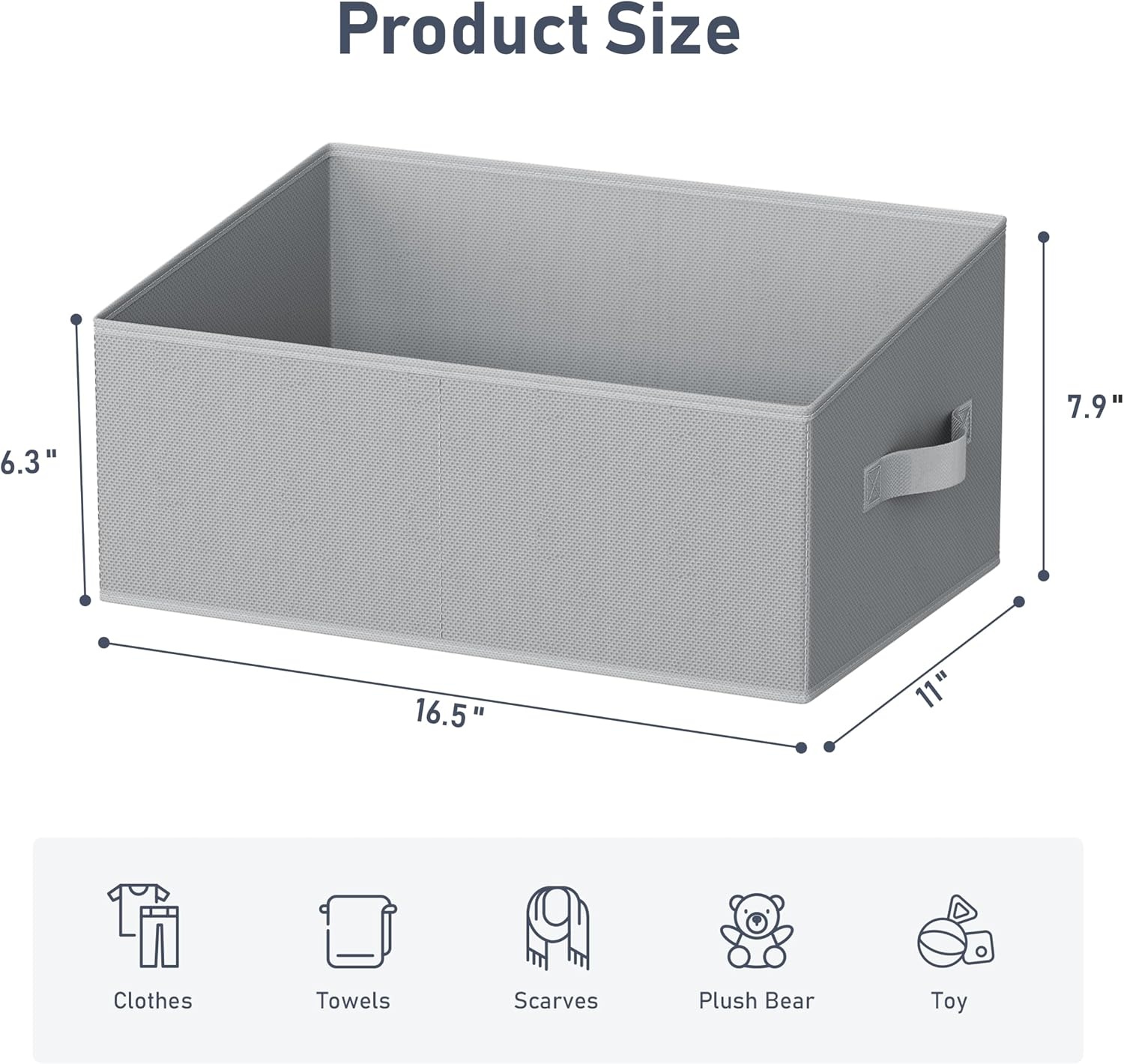 image:imageDIMJ Trapezoid Storage Bins for closet shelves Closet Organzier Bins with Handle Foldable Closet Storage Bins Basket Closet Organizers and Storage for Toys Books 6 Packs BlackGray