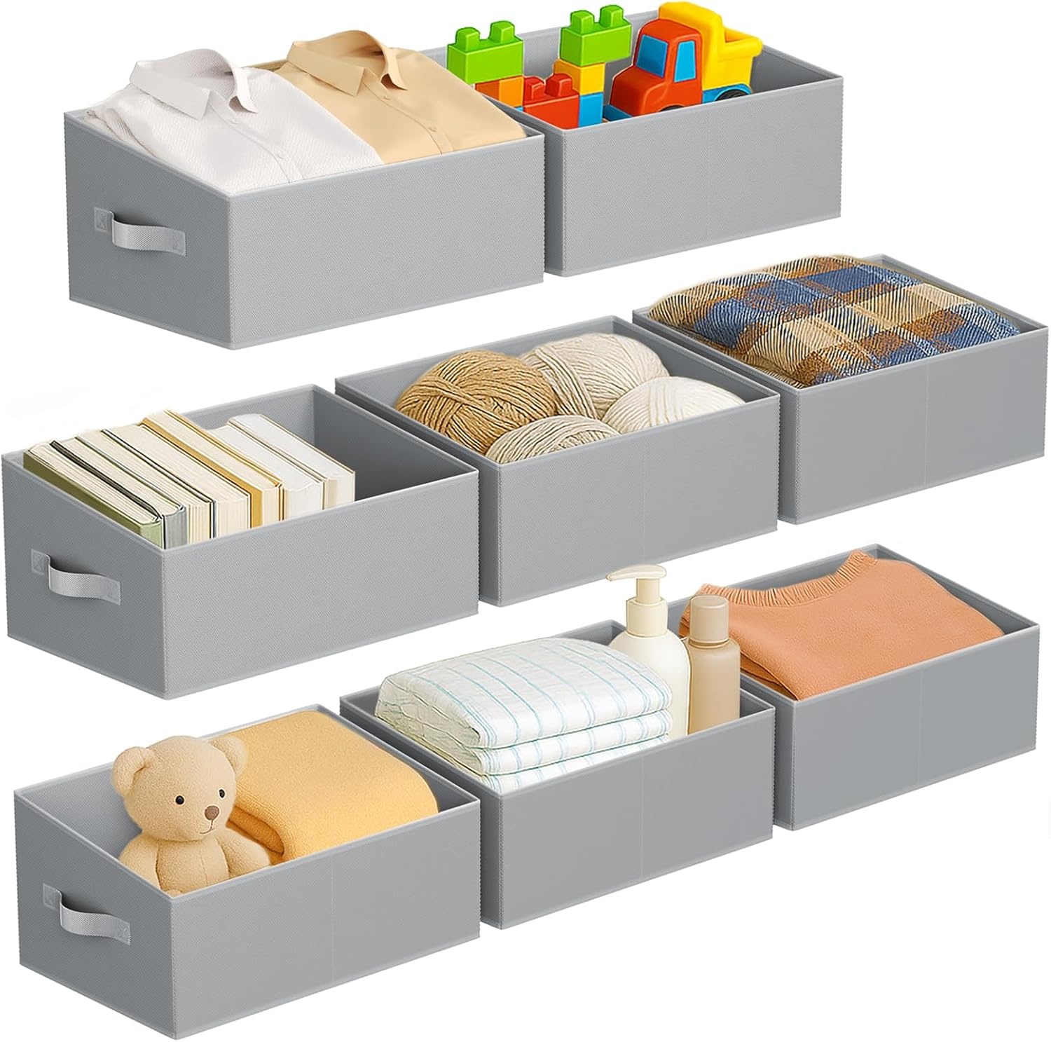 image:imageDIMJ Trapezoid Storage Bins for closet shelves Closet Organzier Bins with Handle Foldable Closet Storage Bins Basket Closet Organizers and Storage for Toys Books 6 Packs BlackGray