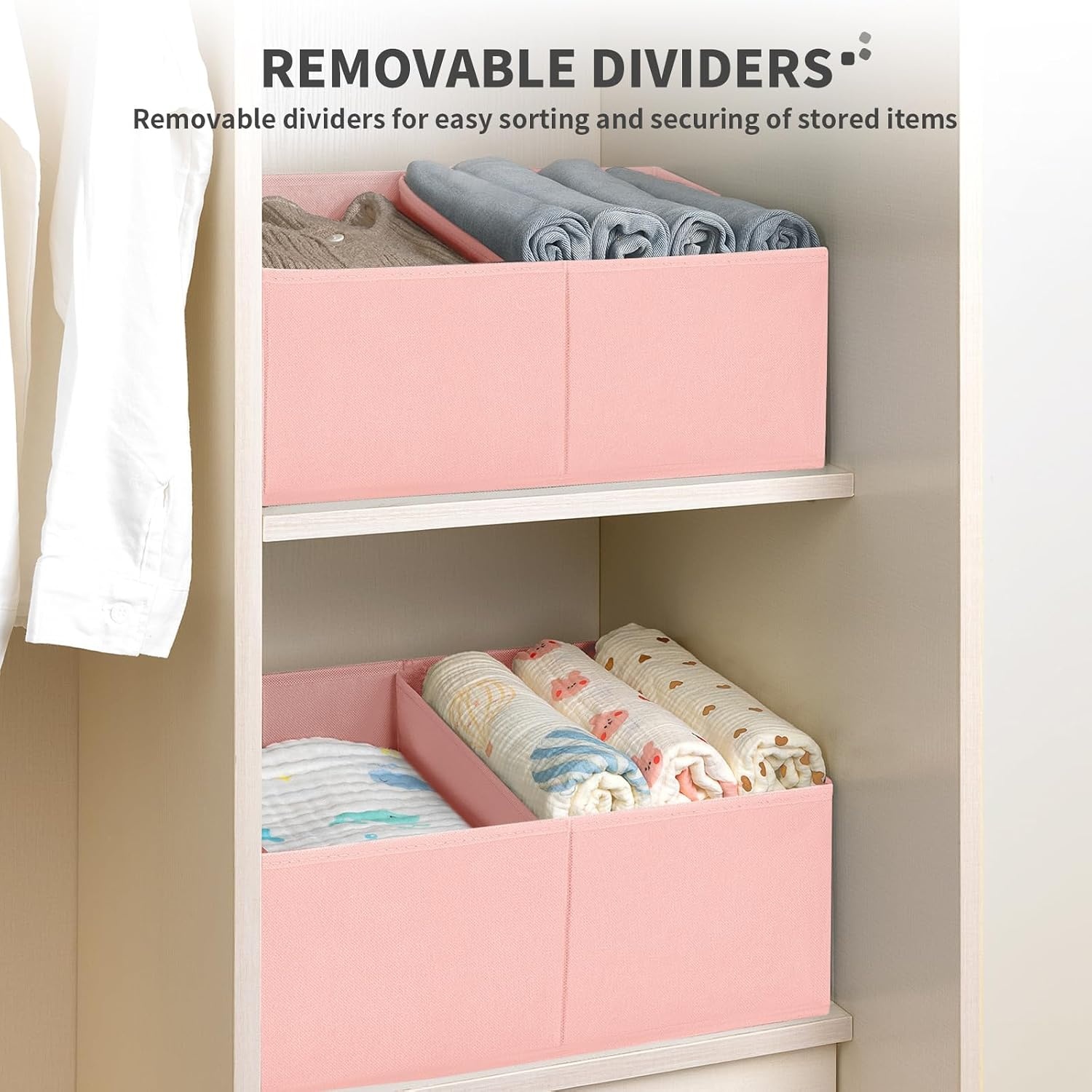 image:imageDIMJ Trapezoid Storage Bins for closet shelves Closet Organzier Bins with Handle Foldable Closet Storage Bins Basket Closet Organizers and Storage for Toys Books 6 Packs BlackPink