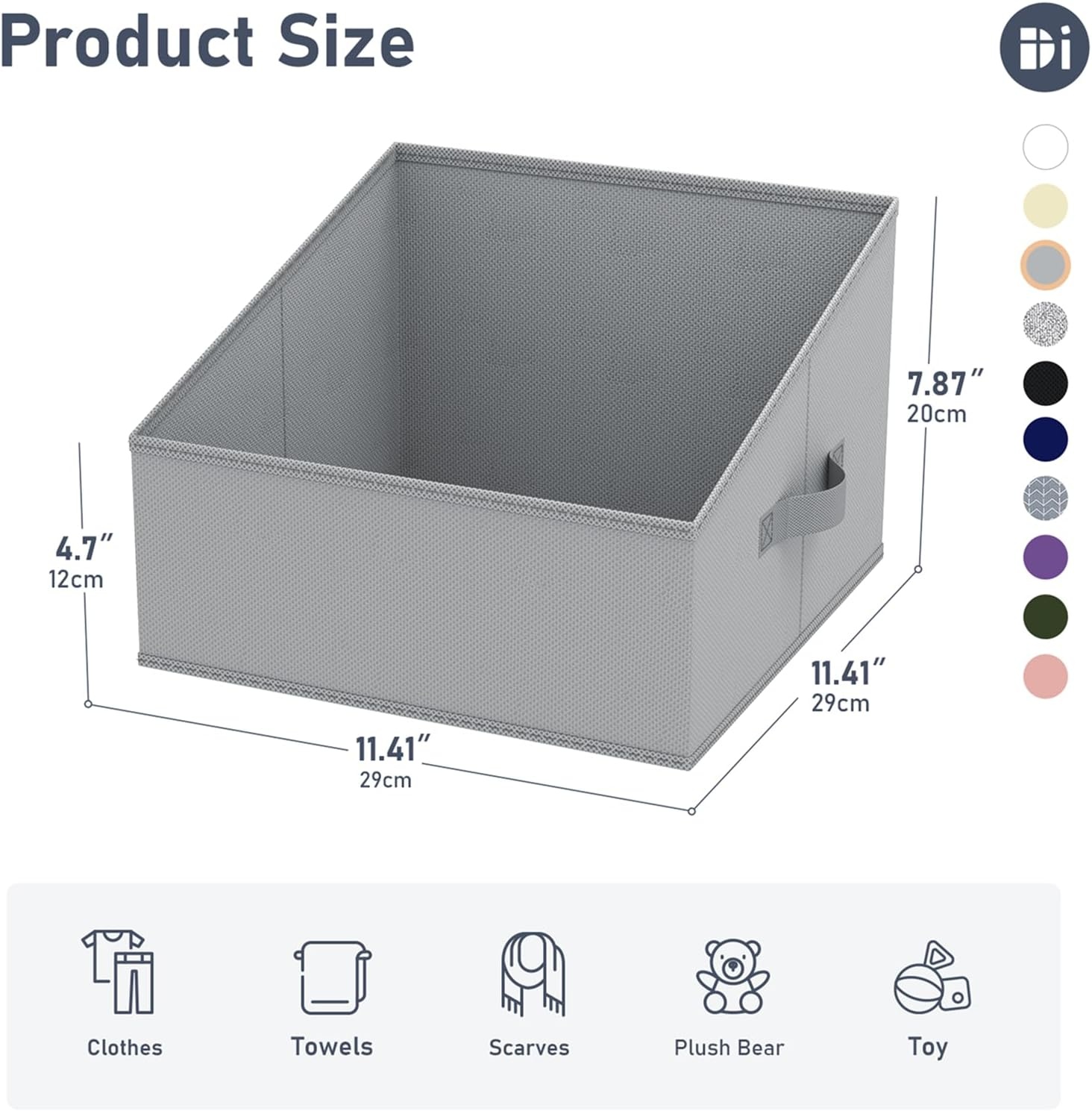 image:imageDIMJ Trapezoid Storage Bins for closet shelves Closet Organzier Bins with Handle Foldable Closet Storage Bins Basket Closet Organizers and Storage for Toys Books 6 Packs BlackGray
