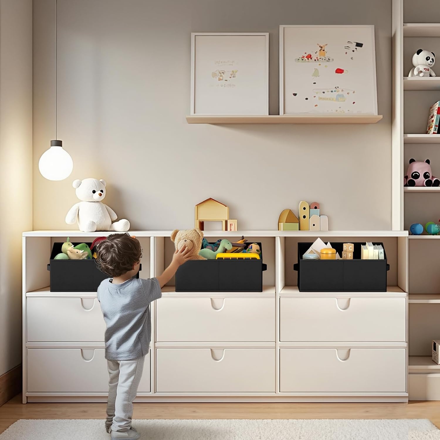 image:imageDIMJ Trapezoid Storage Bins for closet shelves Closet Organzier Bins with Handle Foldable Closet Storage Bins Basket Closet Organizers and Storage for Toys Books 6 Packs BlackBlack
