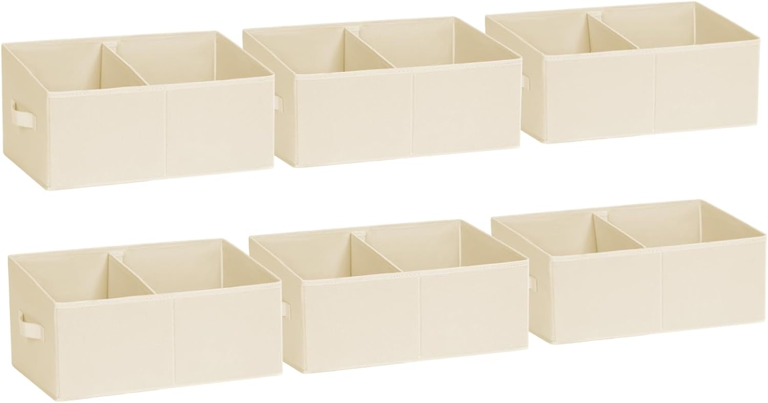 image:imageDIMJ Trapezoid Storage Bins for closet shelves Closet Organzier Bins with Handle Foldable Closet Storage Bins Basket Closet Organizers and Storage for Toys Books 6 Packs BlackBeige