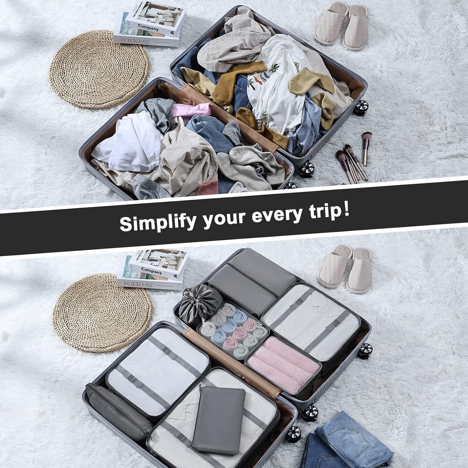 image:imageDIMJ Travel Cubes for Luggage Lightweight Packing Cubes for Suitcases Carry On Mesh Packing Cubes Luggage Cubes for Packing With Makeup Bag and Laundry Bag 9 Pack Grey
