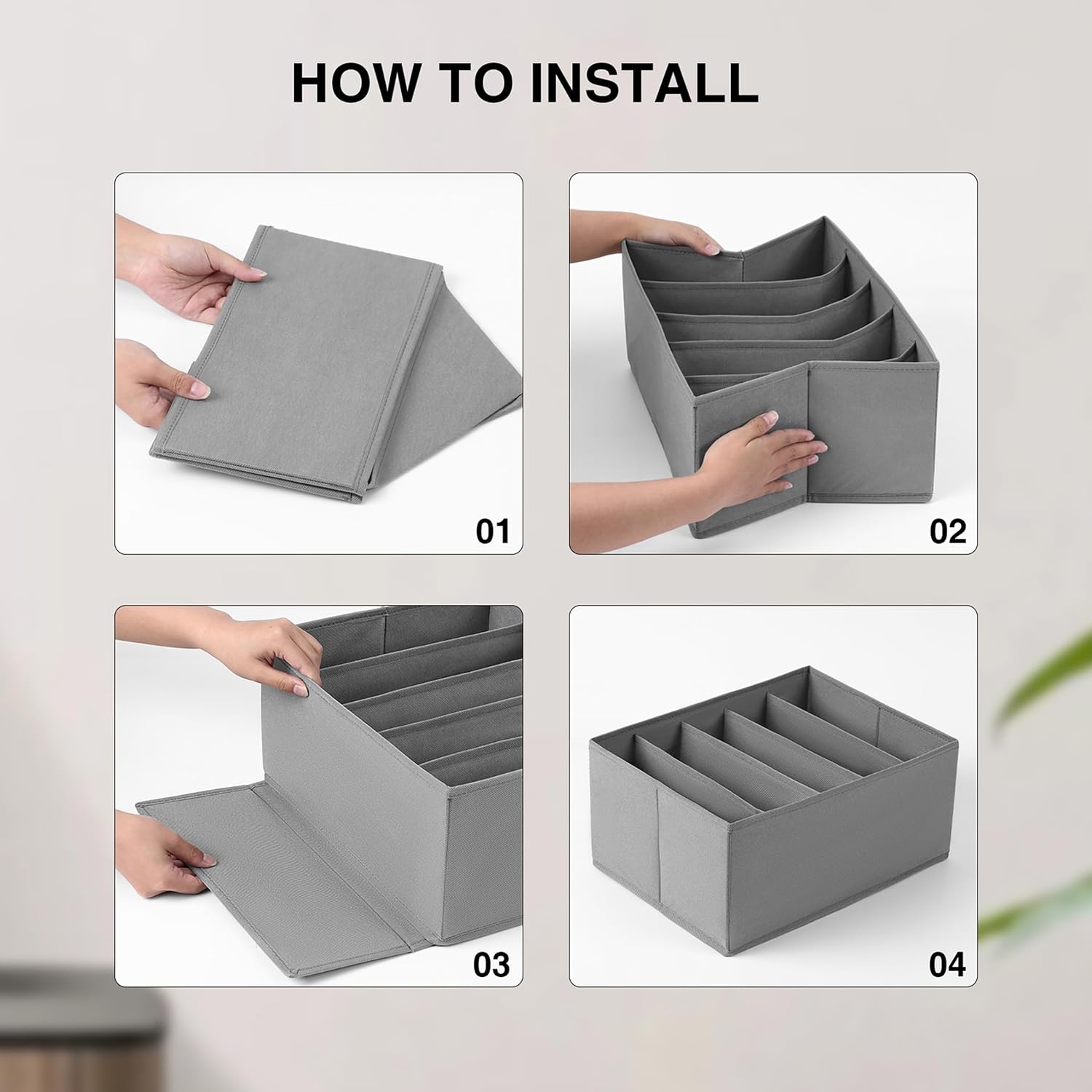 image:imageDIMJ Wardrobe Clothes Drawer Organizer for Folded Clothes Fabric Dress Clothing Closet Organizers and Storage Bins for Jeans Sweater 2 Packs Grey