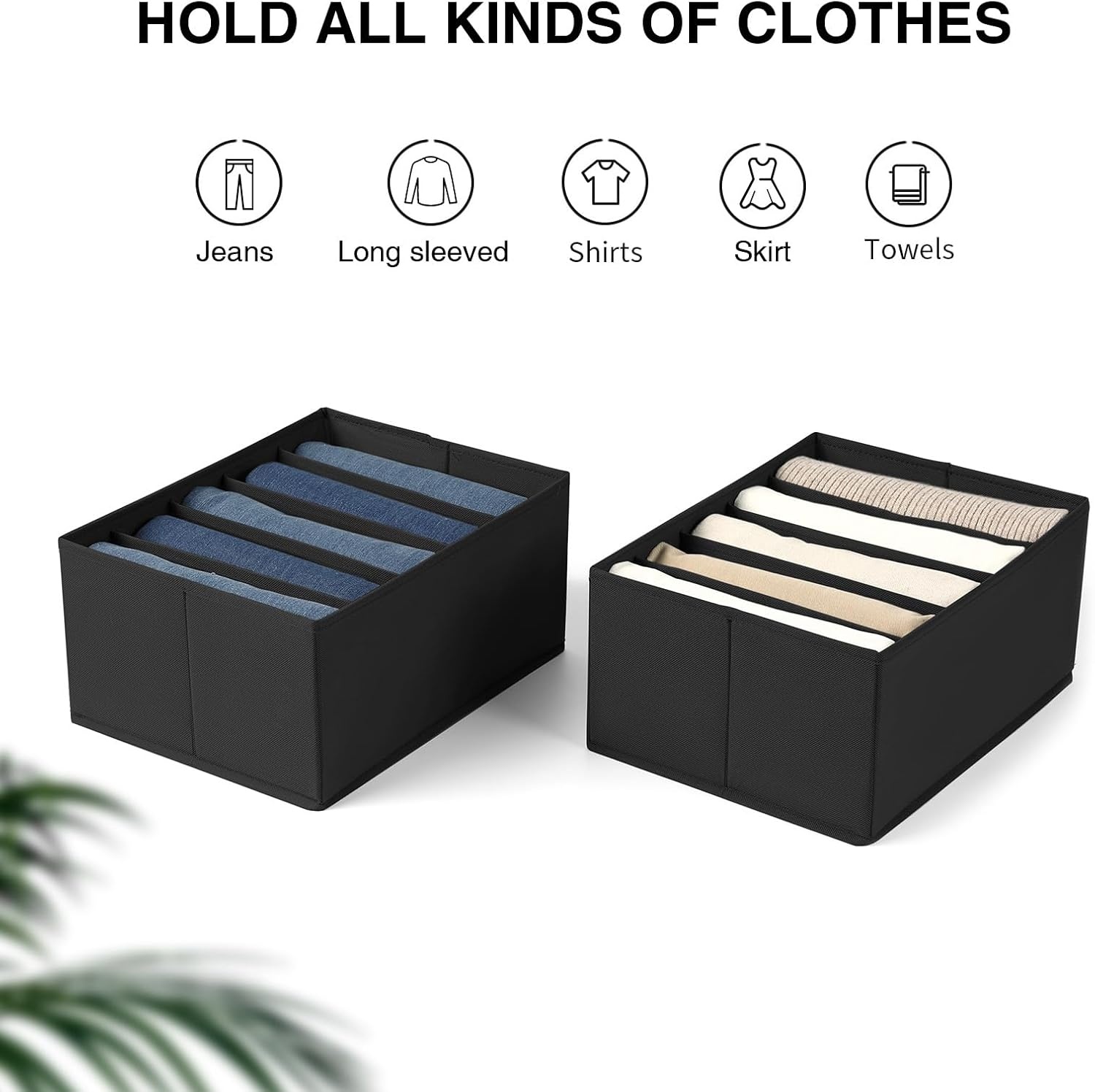 image:imageDIMJ Wardrobe Clothes Organizer Foldable Jeans Organizer Closet Organizers and Storage Box Clothes Organizer for Folded Clothes Jeans Sweater Tshirts 5 Grids Black