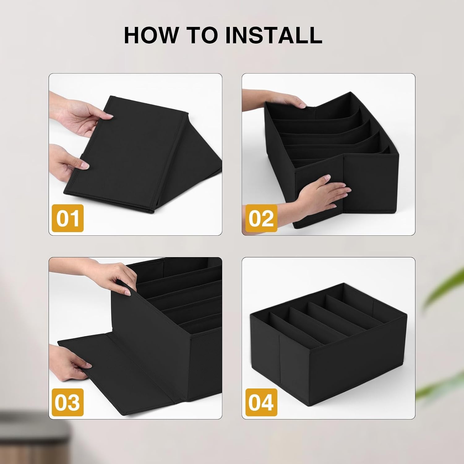 image:imageDIMJ Wardrobe Clothes Organizer Foldable Jeans Organizer Closet Organizers and Storage Box Clothes Organizer for Folded Clothes Jeans Sweater Tshirts 5 Grids Black