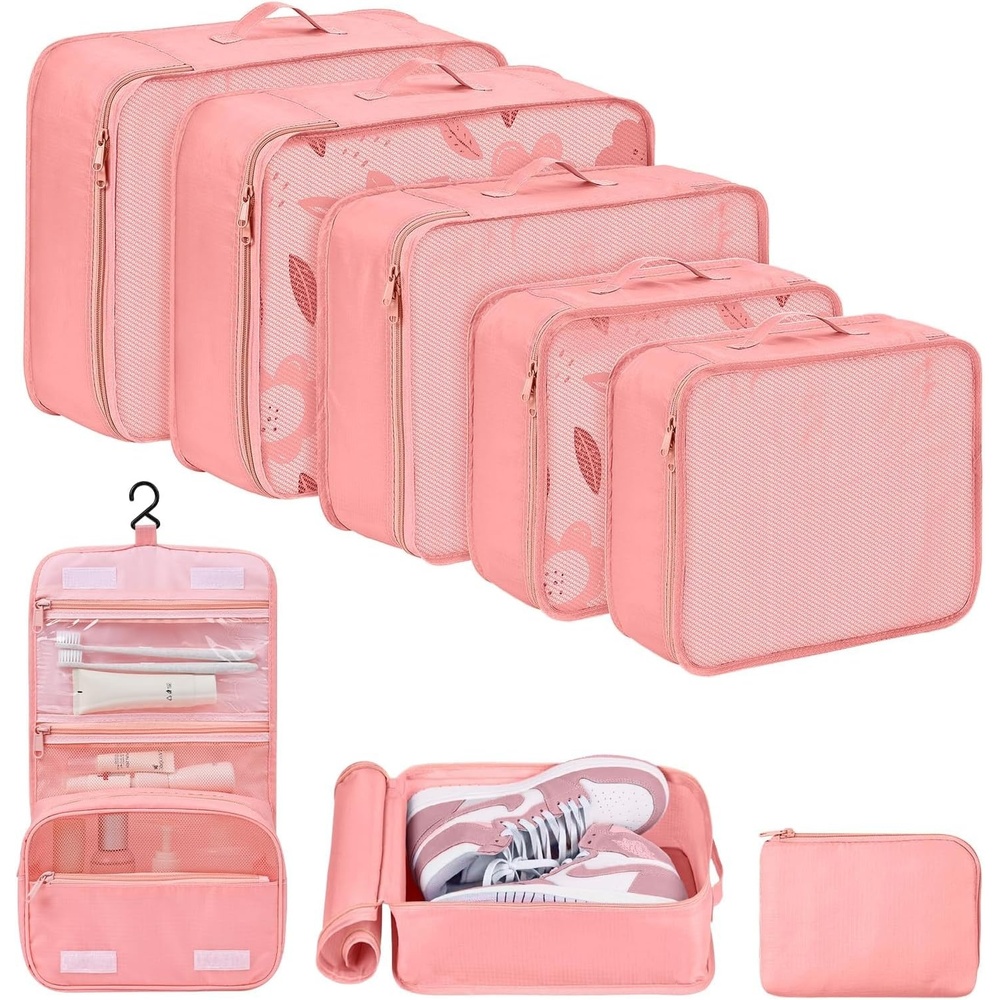 image:image8 Pcs Packing Cubes for SuitcasesTravel Cubes Set Storage Bag Suitcase Organizer Lightweight Luggage