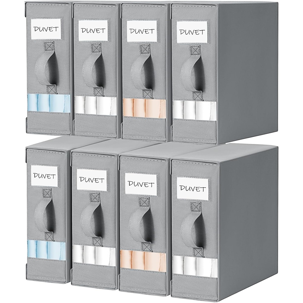 image:imageDIMJ Bed Sheet Organizers and Storage 6 Pack Foldable Sheet Holder Linen Closet Organizer Box for Sheets Set Bedding Blankets Towel King amp Queen Size GreyGrey