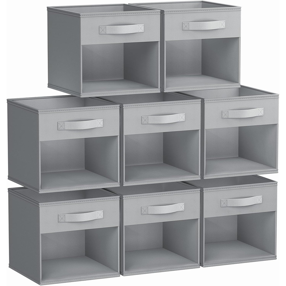 image:imageDIMJ Cube Storage Bin 6 Packs Collapsible Storage Bins with Handles Fabric Bins for Organization Cube Storage Organizer Bins for Closet Organization and Storage BeigeGrey