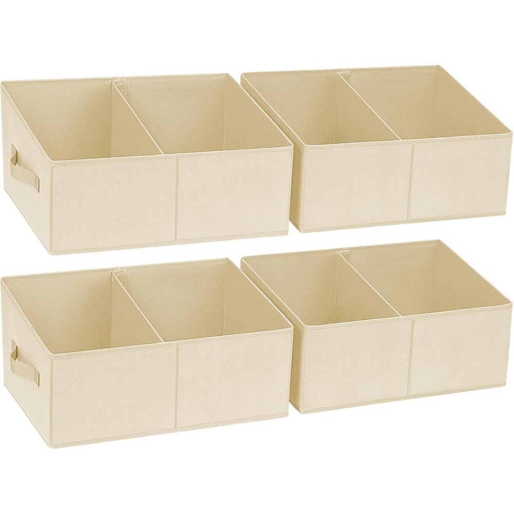 image:imageDIMJ Trapezoid Storage Bins for closet shelves Closet Organzier Bins with Handle Foldable Closet Storage Bins Basket Closet Organizers and Storage for Toys Books 6 Packs BlackBeige