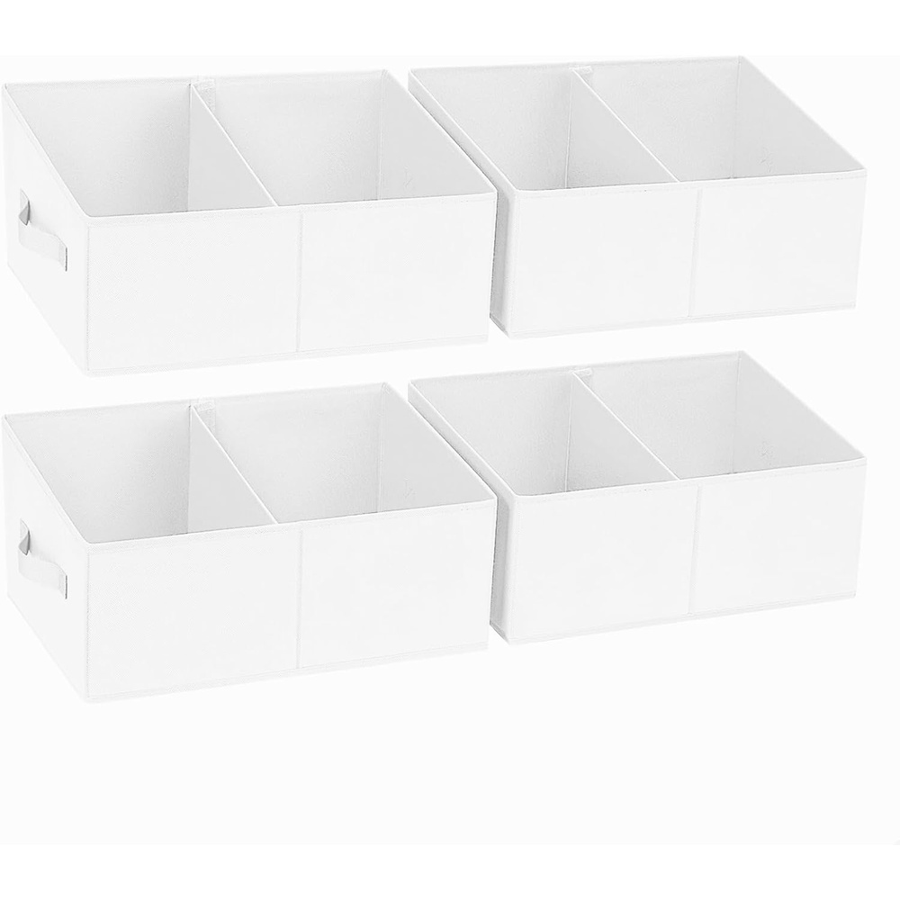 image:imageDIMJ Trapezoid Storage Bins for closet shelves Closet Organzier Bins with Handle Foldable Closet Storage Bins Basket Closet Organizers and Storage for Toys Books 6 Packs BlackWhite