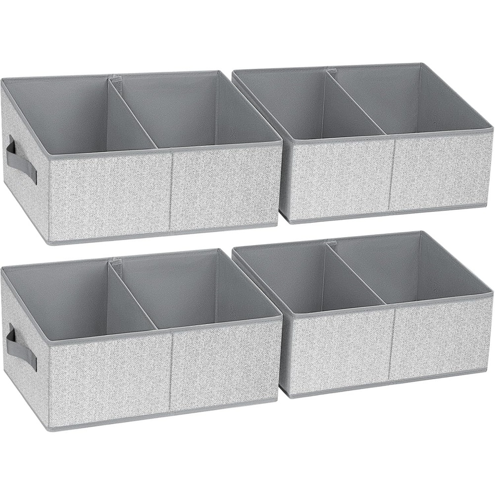 image:imageDIMJ Trapezoid Storage Bins for closet shelves Closet Organzier Bins with Handle Foldable Closet Storage Bins Basket Closet Organizers and Storage for Toys Books 6 Packs BlackSilver Gray
