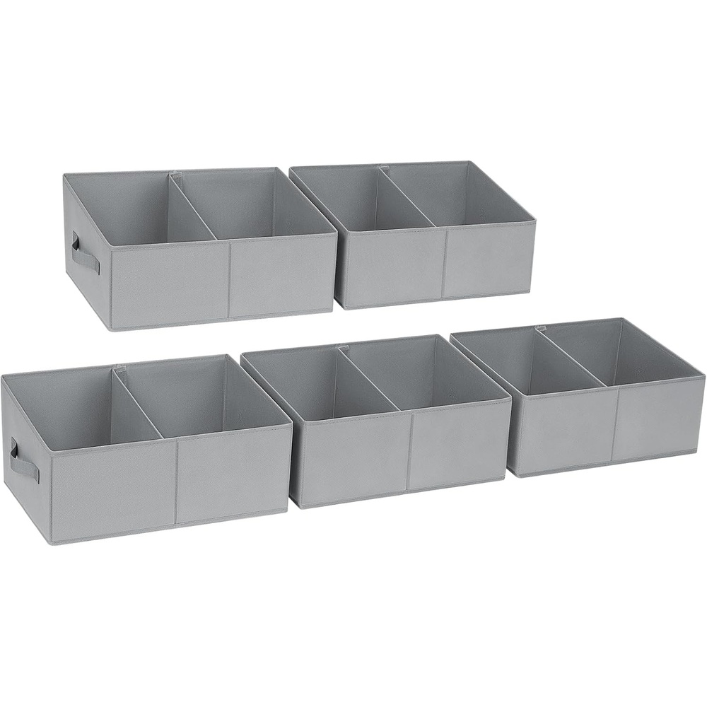 image:imageDIMJ Trapezoid Storage Bins for closet shelves Closet Organzier Bins with Handle Foldable Closet Storage Bins Basket Closet Organizers and Storage for Toys Books 6 Packs BlackGray