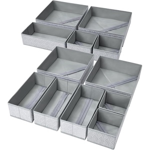 image:imageDIMJ Clothes Drawer Organizer 12 Packs Foldable Underwear Organizer for Baby Clothes Tie Bra Sock BlackBlended Gray
