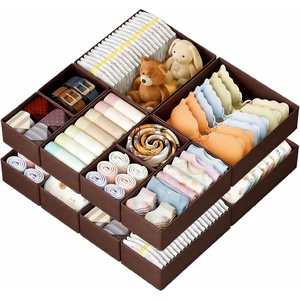 image:imageDIMJ Clothes Drawer Organizer 12 Packs Foldable Underwear Organizer for Baby Clothes Tie Bra Sock BlackBrown