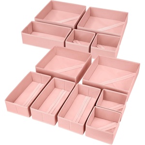 image:imageDIMJ Clothes Drawer Organizer 12 Packs Foldable Underwear Organizer for Baby Clothes Tie Bra Sock BlackPink