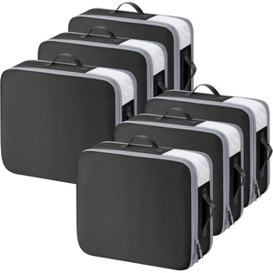 image:imageDIMJ Clothes Storage Bag 8 Pack 19L Compression Storage Bags for Sweater Closet Sheet Storage Organizer with Window Handle Compression Packing Cubes Space Saver Storage Bags with ZipperBlack