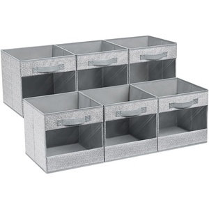 image:imageDIMJ Cube Storage Bin 6 Pack Collapsible Storage Bins Cube Storage Organizer with Window Fabric Storage Bins for Shelves Closet Baskets for Clothes Toys Books