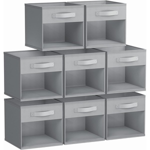 image:imageDIMJ Cube Storage Bin 6 Packs Collapsible Storage Bins with Handles Fabric Bins for Organization Cube Storage Organizer Bins for Closet Organization and Storage BeigeGrey