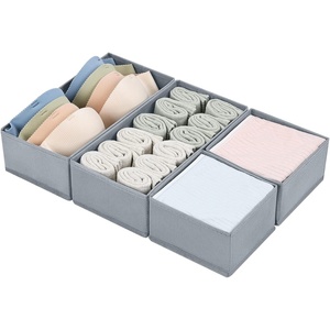 image:imageDIMJ Drawer Organizers Clothes Set of 4 Dresser Organizer Bins Fabric Closet Organizers and Storage Shallow Drawer Dividers for Nursery Clothing Baby Clothes Socks Underwears Tie GreyGray