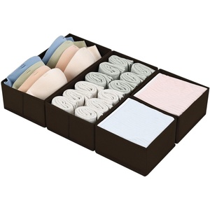 image:imageDIMJ Drawer Organizers Clothes Set of 4 Dresser Organizer Bins Fabric Closet Organizers and Storage Shallow Drawer Dividers for Nursery Clothing Baby Clothes Socks Underwears Tie GreyBrown