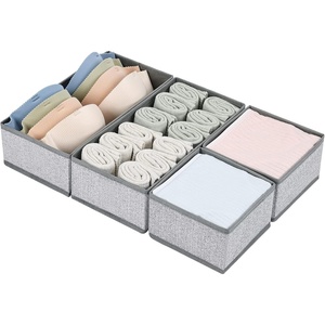 image:imageDIMJ Drawer Organizers Clothes Set of 4 Dresser Organizer Bins Fabric Closet Organizers and Storage Shallow Drawer Dividers for Nursery Clothing Baby Clothes Socks Underwears Tie GreyBlended Gray