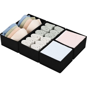 image:imageDIMJ Drawer Organizers Clothes Set of 4 Dresser Organizer Bins Fabric Closet Organizers and Storage Shallow Drawer Dividers for Nursery Clothing Baby Clothes Socks Underwears Tie GreyBlack