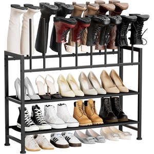 image:imageDIMJ Free Standing Shoe Racks  3Tier Boot Rack Black Metal Storage Organizer for Tall Boots Sneakers Closet Organizer Multiuse Shoe Rack Fits 6 Pairs1 Pack  4 Tier 8 Pairs