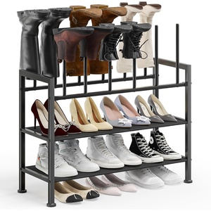 image:imageDIMJ Free Standing Shoe Racks  3Tier Boot Rack Black Metal Storage Organizer for Tall Boots Sneakers Closet Organizer Multiuse Shoe Rack Fits 6 Pairs1 Pack  4Tier 6 Pair