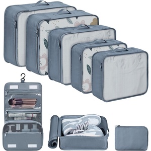 image:imageDIMJ Packing Cubes 8 Pcs for Suitcase Lightweight Travel Essential Bag with Large Toiletries Bag for Clothes Shoes Cosmetics Toiletries Grey