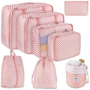 image:imageDIMJ Packing Cubes Durable Packing Cubes for Travel Lightweight Travel Cubes Pink Stripe 8 Pack