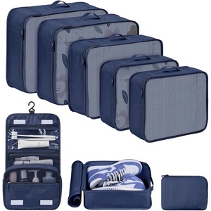 image:imageDIMJ Packing Cubes for Travel  8 Pcs Travel Cubes for Suitcase Lightweight Travel Essential Bag with Large Toiletries Bag for Clothes Shoes Cosmetics Toiletries Navy Blue
