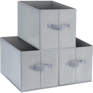 image:imageDIMJ Storage Baskets for Organizing Collapsible Storage Bins for Closet with Handles Closet Organizer Bins for Organization Dedecorative Storage Boxes for Home Office 3 Packs Grey