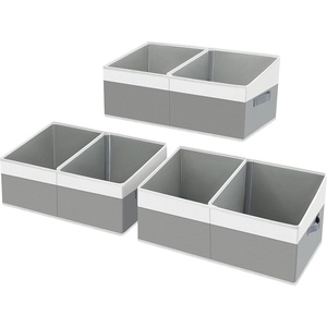 image:imageDIMJ Trapezoid Storage Bins 3 Packs Closet Baskets Foldable Fabric Baskets for Clothes Baby Toiletry Toys Towel DVD Book Gray and White