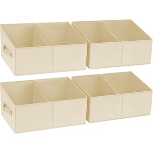 image:imageDIMJ Trapezoid Storage Bins for closet shelves Closet Organzier Bins with Handle Foldable Closet Storage Bins Basket Closet Organizers and Storage for Toys Books 6 Packs BlackBeige