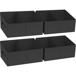 image:imageDIMJ Trapezoid Storage Bins for closet shelves Closet Organzier Bins with Handle Foldable Closet Storage Bins Basket Closet Organizers and Storage for Toys Books 6 Packs BlackBlack