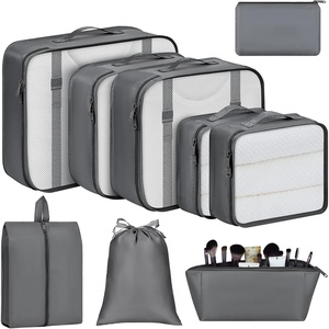 image:imageDIMJ Travel Cubes for Luggage  Lightweight Packing Cubes for Suitcases Carry On Mesh Packing Cubes Luggage Cubes for Packing With Makeup Bag and Laundry Bag 9 Pack Grey