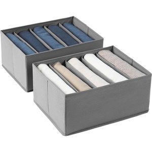 image:imageDIMJ Wardrobe Clothes Drawer Organizer for Folded Clothes Fabric Dress Clothing Closet Organizers and Storage Bins for Jeans Sweater 2 Packs Grey